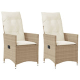 Vidaxl tuinstoelen 2 st verstelbaar met kussens poly rattan beige
