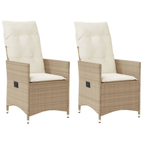 Vidaxl tuinstoelen 2 st verstelbaar met kussens poly rattan beige