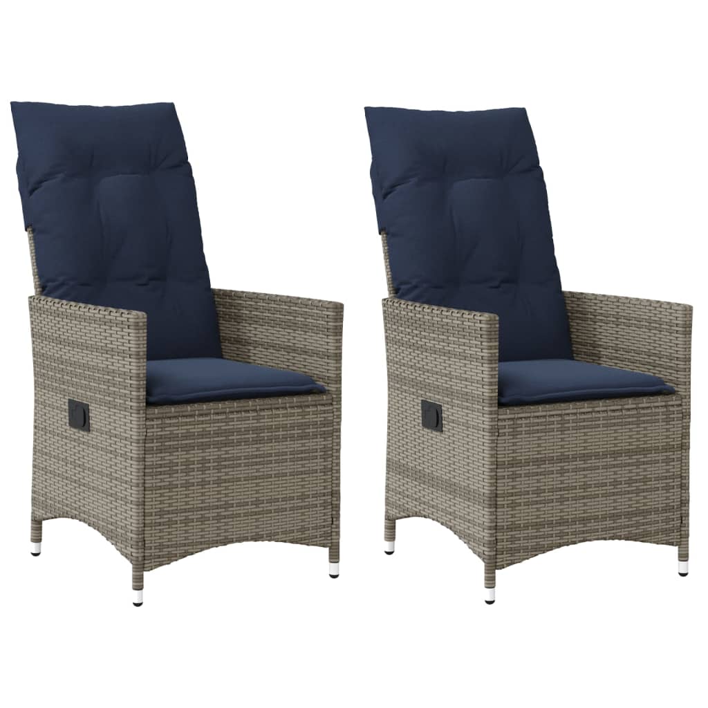 Vidaxl tuinstoelen 2 st verstelbaar met kussens poly rattan grijs