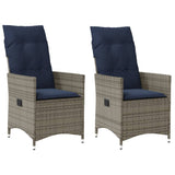 Vidaxl tuinstoelen 2 st verstelbaar met kussens poly rattan grijs