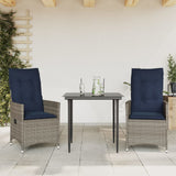 Vidaxl tuinstoelen 2 st verstelbaar met kussens poly rattan grijs