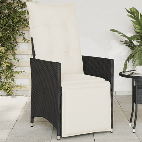 Vidaxl tuinstoel verstelbaar met kussens poly rattan zwart