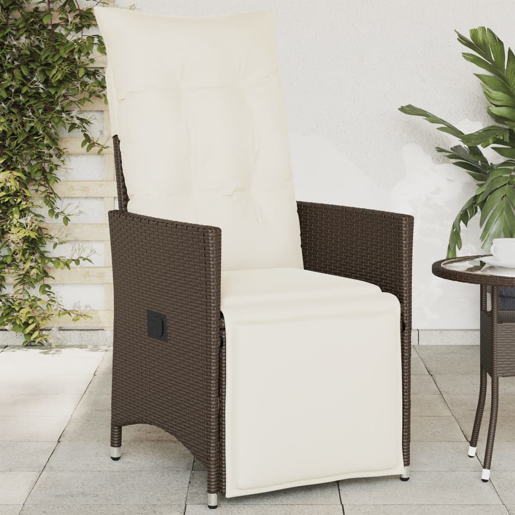 Vidaxl tuinstoel verstelbaar met kussens poly rattan bruin