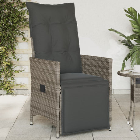 Vidaxl tuinstoel verstelbaar met kussens poly rattan grijs