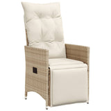 Vidaxl tuinstoel verstelbaar met kussens poly rattan beige