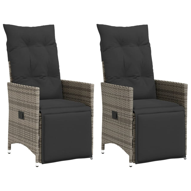 Vidaxl tuinstoelen 2 st verstelbaar met kussens poly rattan grijs