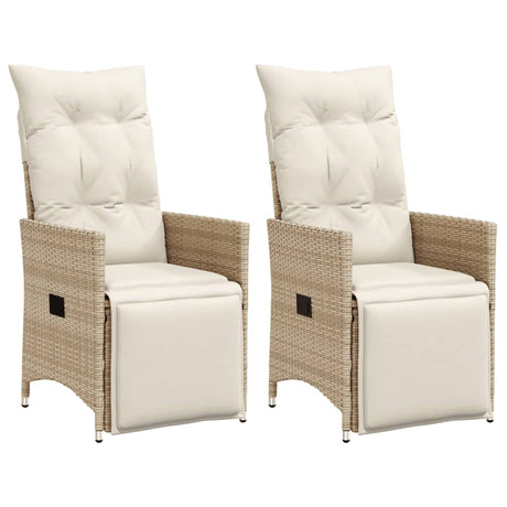 Vidaxl tuinstoelen 2 st verstelbaar met kussens poly rattan beige