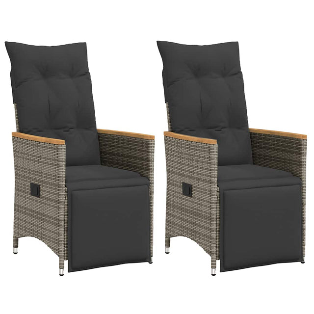 Vidaxl tuinstoelen 2 st verstelbaar met kussens poly rattan grijs