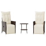 Vidaxl 3-delige bistroset met kussens poly rattan bruin