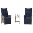 Vidaxl 3-delige bistroset met kussens poly rattan grijs