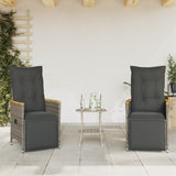 Vidaxl 3-delige bistroset met kussens poly rattan grijs
