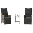 Vidaxl 3-delige bistroset met kussens poly rattan grijs