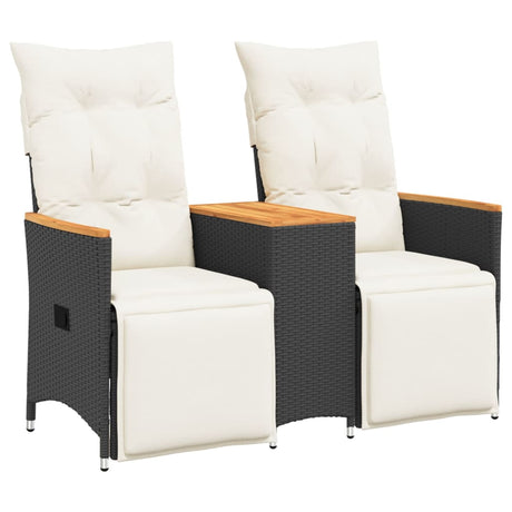 Vidaxl tuinbank 2-zits verstelbaar met tafel poly rattan zwart