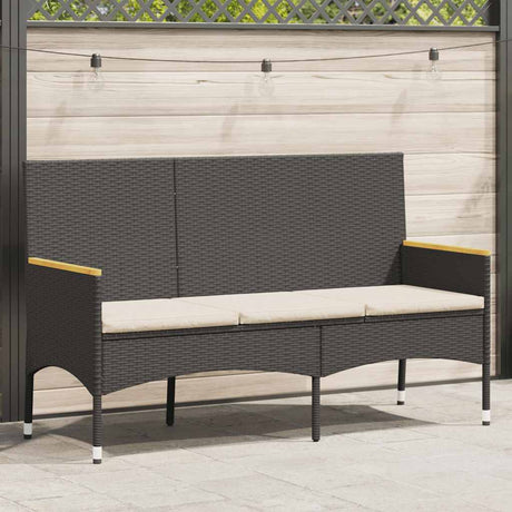 Vidaxl tuinbank 3-zits met kussens poly rattan zwart