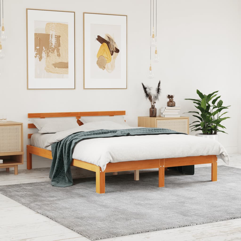 Vidaxl bed met matras massief grenenhout wasbruin 140x190 cm