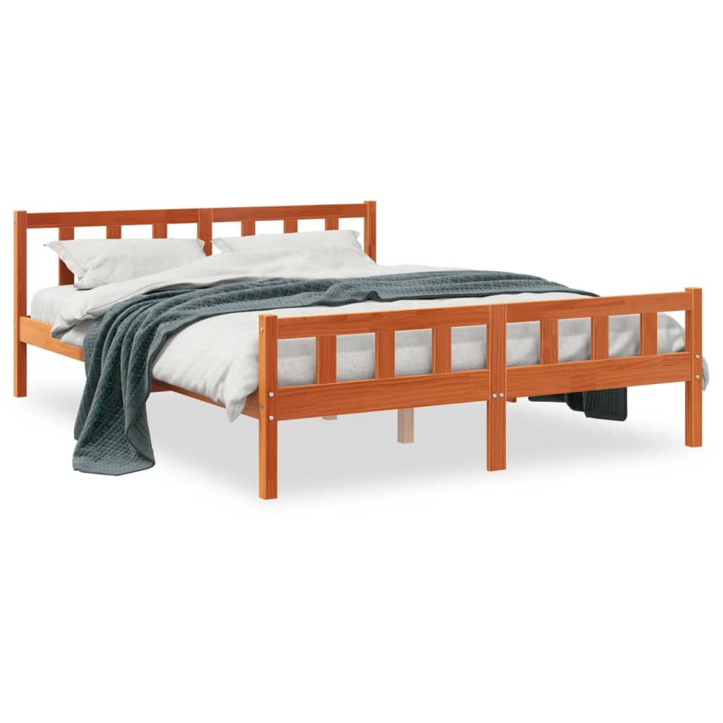 Vidaxl bedframe zonder matras massief grenenhout wasbruin 150x200 cm