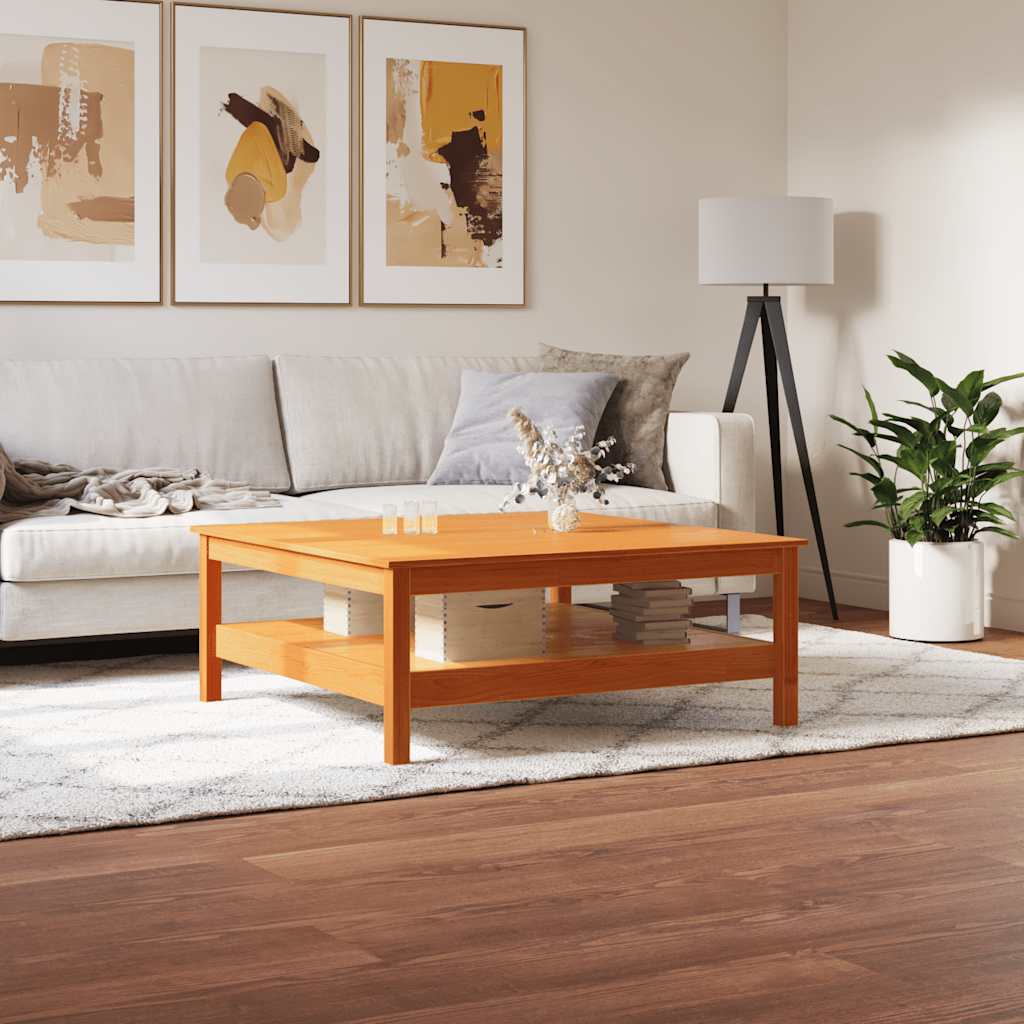 Vidaxl salontafel 100x100x40 cm massief grenenhout wasbruin