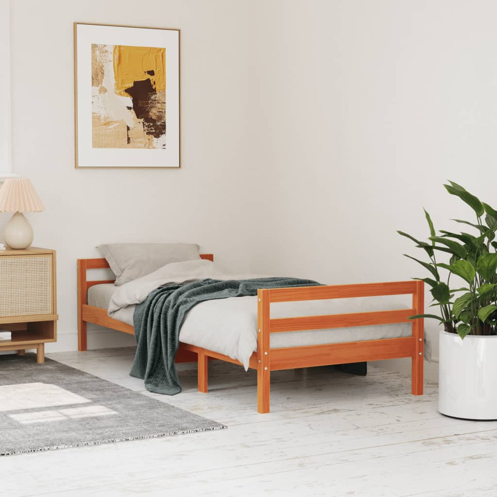 Vidaxl bedframe zonder matras massief grenenhout wasbruin 80x200 cm
