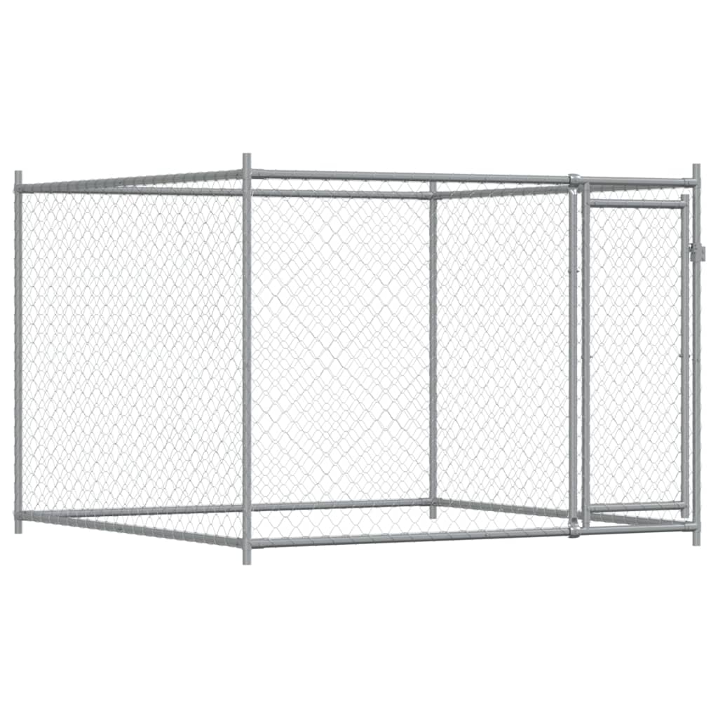 Vidaxl Hond Loftt mat Dier 2x2x1.5 m galvaniséiert Stol Grey