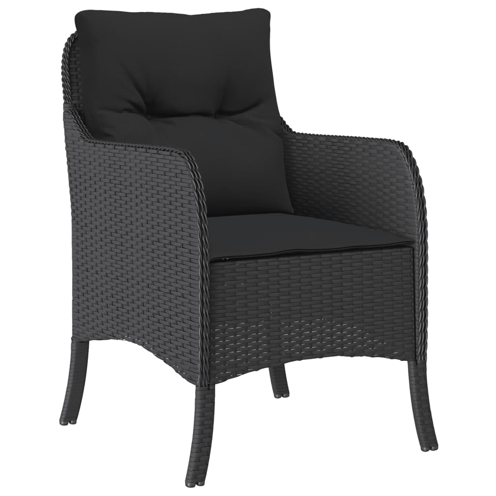 Vidaxl 3-delige tuinset met kussens poly rattan zwart