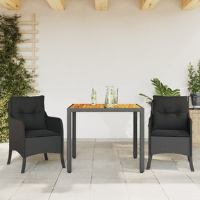 Vidaxl 3-delige tuinset met kussens poly rattan zwart