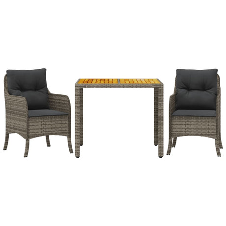 Vidaxl 3-delige tuinset met kussens poly rattan grijs
