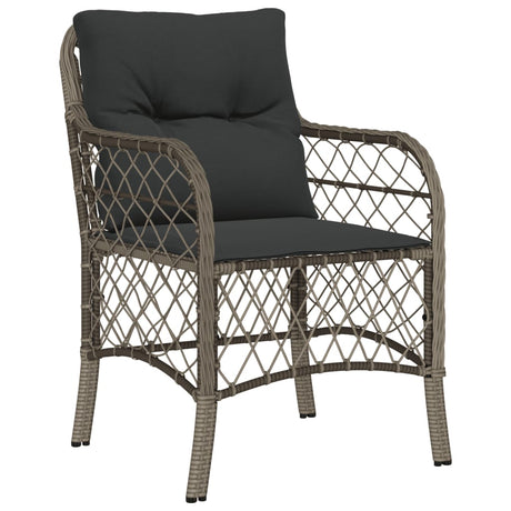 Vidaxl 3-delige bistroset met kussens poly rattan grijs