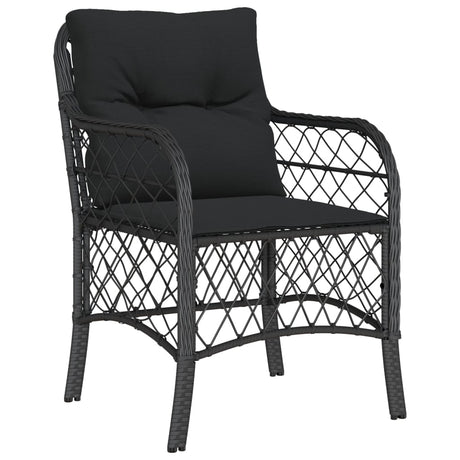 Vidaxl 3-delige bistroset met kussens poly rattan zwart