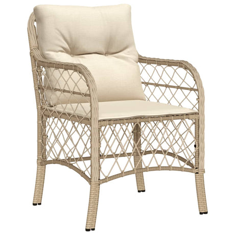 Vidaxl 3-delige bistroset met kussens poly rattan beige