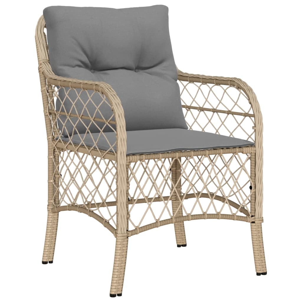 Vidaxl 3-delige bistroset met kussens poly rattan gemengd beige