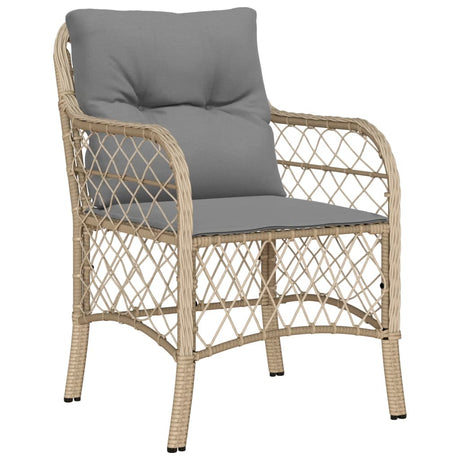 Vidaxl 3-delige bistroset met kussens poly rattan gemengd beige