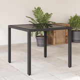 Vidaxl tuintafel met glazen blad 90x90x75 cm poly rattan