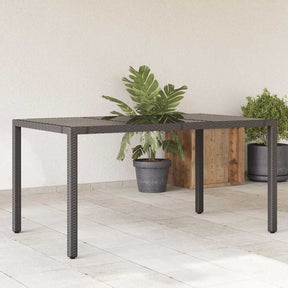 Vidaxl tuintafel met glazen blad 150x90x75 cm poly rattan zwart