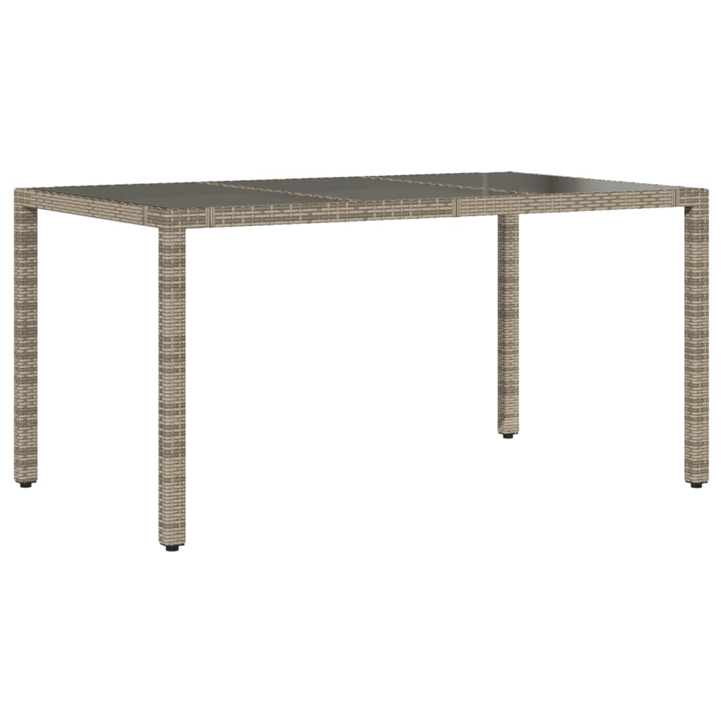 Vidaxl tuintafel met glazen blad 150x90x75 cm poly rattan grijs