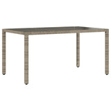Vidaxl tuintafel met glazen blad 150x90x75 cm poly rattan grijs