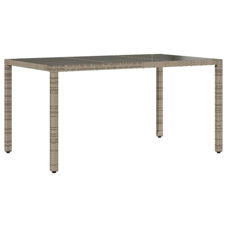 Vidaxl tuintafel met glazen blad 150x90x75 cm poly rattan grijs