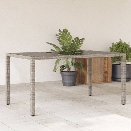 Vidaxl tuintafel met glazen blad 150x90x75 cm poly rattan grijs