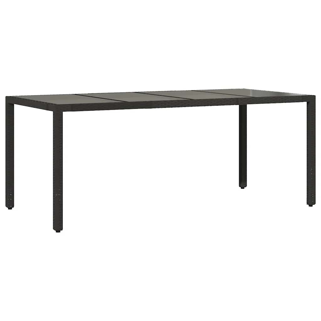 Vidaxl tuintafel met glazen blad 190x90x75 cm poly rattan zwart