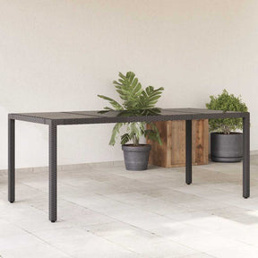 Vidaxl tuintafel met glazen blad 190x90x75 cm poly rattan zwart