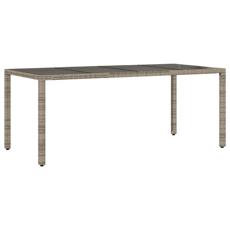 Vidaxl tuintafel met glazen blad 190x90x75 cm poly rattan grijs