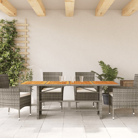 Vidaxl tuintafel met acaciahouten blad 190x80x75 cm poly rattan grijs