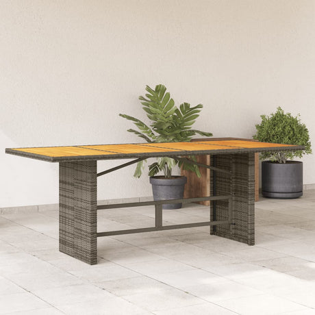 Vidaxl tuintafel met acaciahouten blad 190x80x75 cm poly rattan grijs