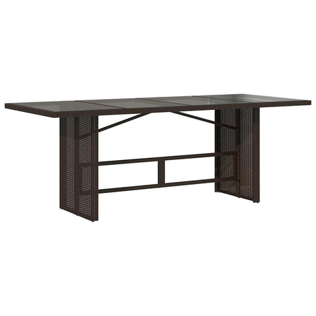 Vidaxl tuintafel met glazen blad 190x80x75 cm poly rattan bruin