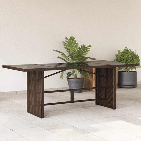 Vidaxl tuintafel met glazen blad 190x80x75 cm poly rattan bruin