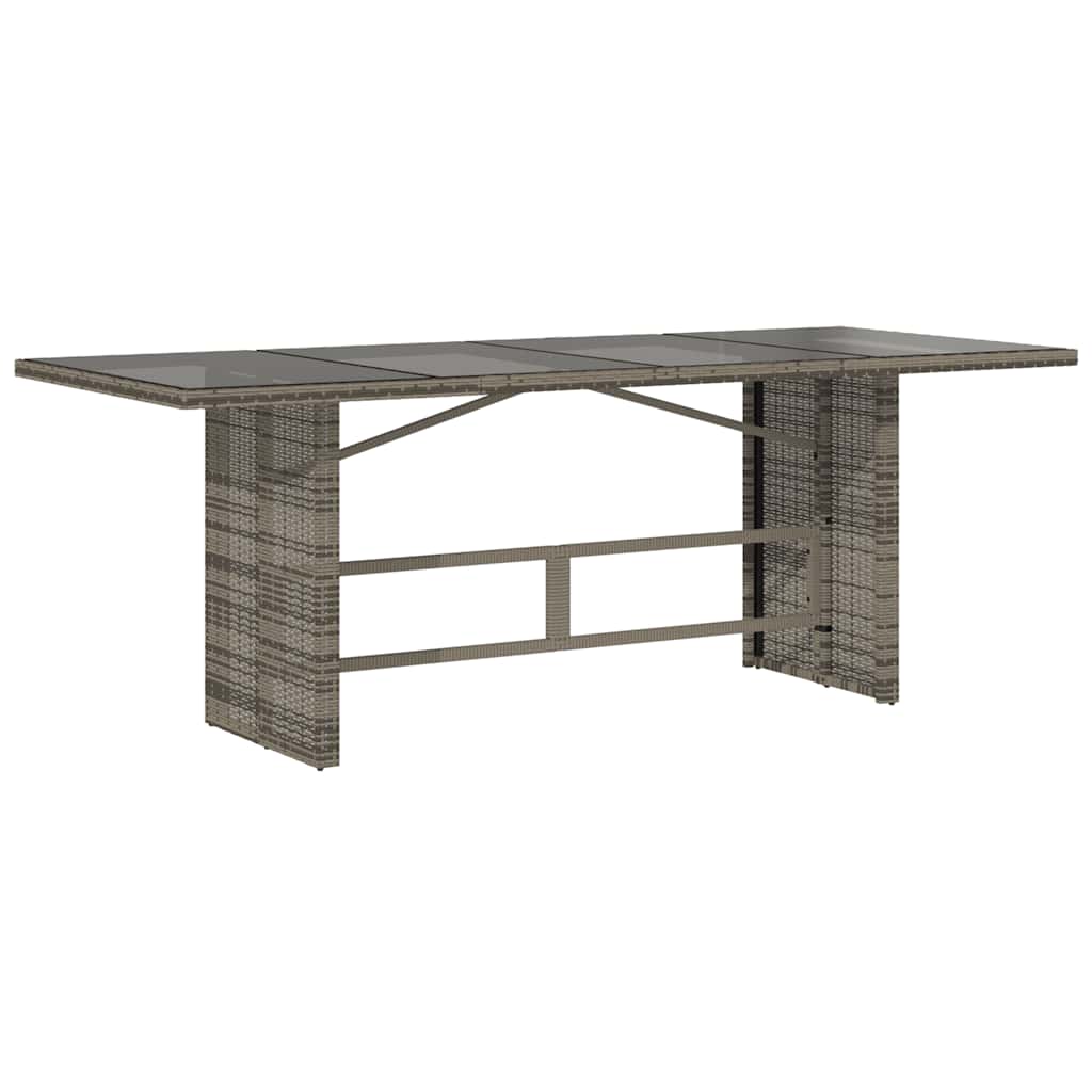 Vidaxl tuintafel met glazen blad 190x80x75 cm poly rattan grijs
