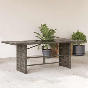 Vidaxl tuintafel met glazen blad 190x80x75 cm poly rattan grijs