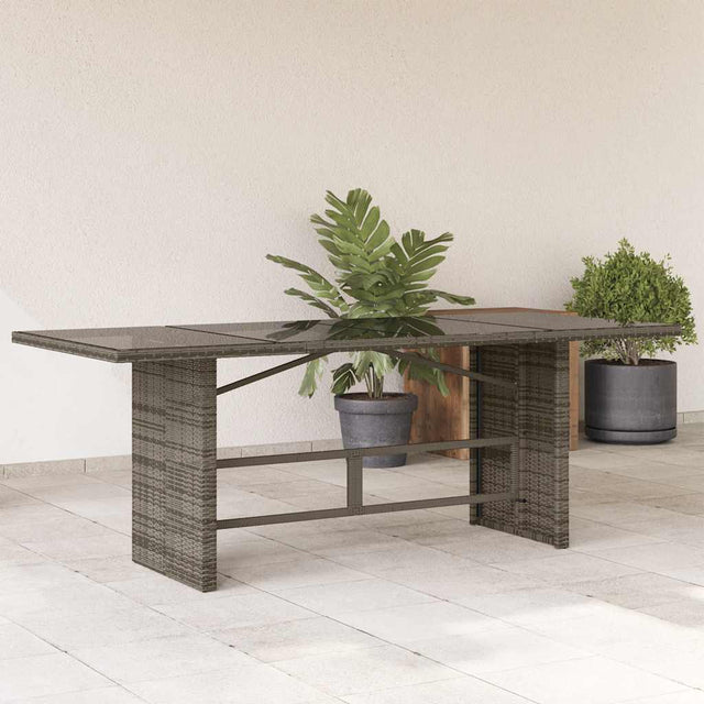 Vidaxl tuintafel met glazen blad 190x80x75 cm poly rattan grijs