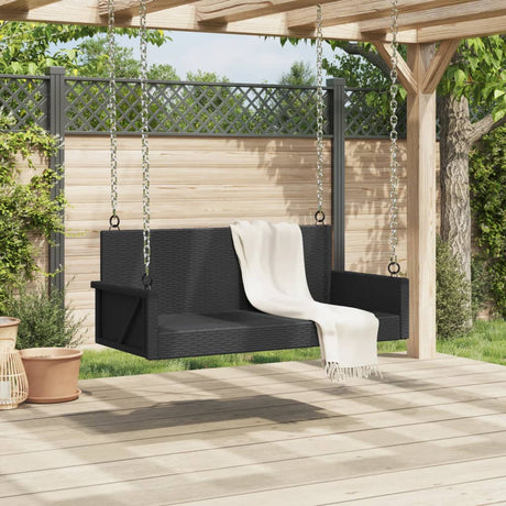 Vidaxl schommelbank 119x56x48 cm poly rattan zwart