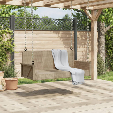 Vidaxl schommelbank 119x56x48 cm poly rattan beige