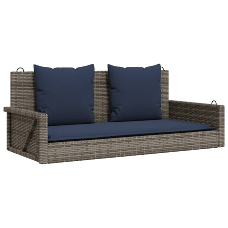 Vidaxl schommelbank met kussens 119x56x48 cm poly rattan grijs